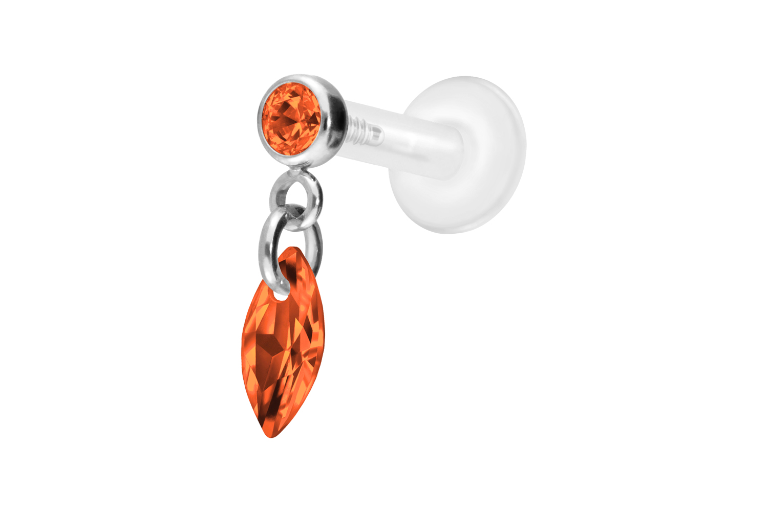 PTFE Labret Piercing mit Innengewinde + Titan-Aufsatz KRISTALLOVAL